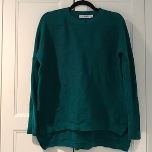 Teal Ribbed Knit Crewneck Sweater